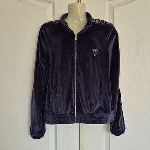 Guess Dark Blue Velour Track Jacket